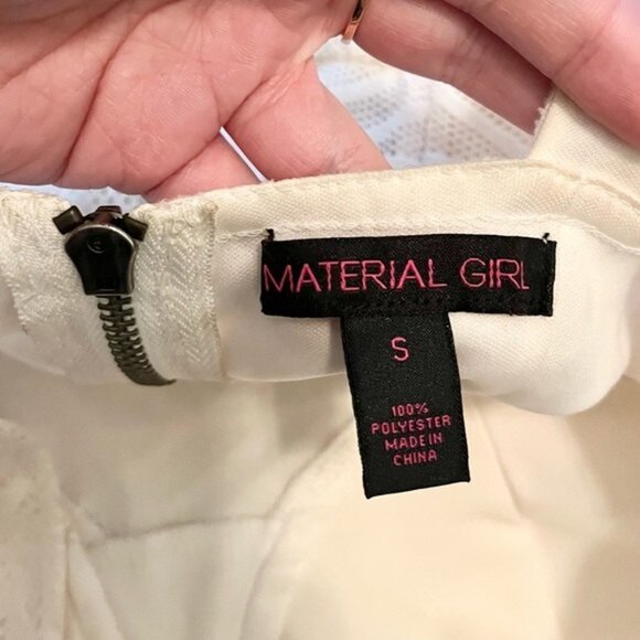 Material Girl Knit Geometric Pattern Cut Out Mini Bustier Flounce Dress Small - Picture 10 of 12